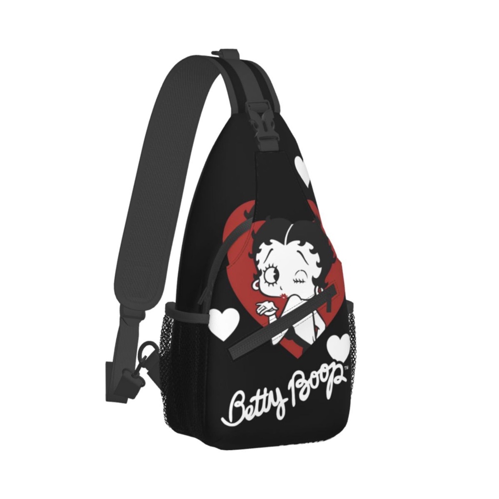 Betty Boop กระเป๋าคาดอก กระเป๋าสะพายไหล่ลําลอง ความจุขนาดใหญ่ สําหรับผู้ชาย และผู้หญิง เหมาะกับการพกพาเดินทาง