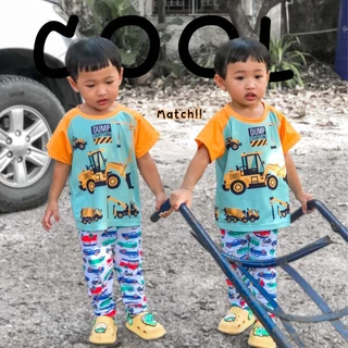 FUFU กางเกงขายาวลายแฟชั่นเด็กผู้ชาย อายุ 6m-7y Size S-XL ผ้าฝ้ายผสม ยืดหยุ่นพอดีตัว เลกกิ้ง (LEG-8)