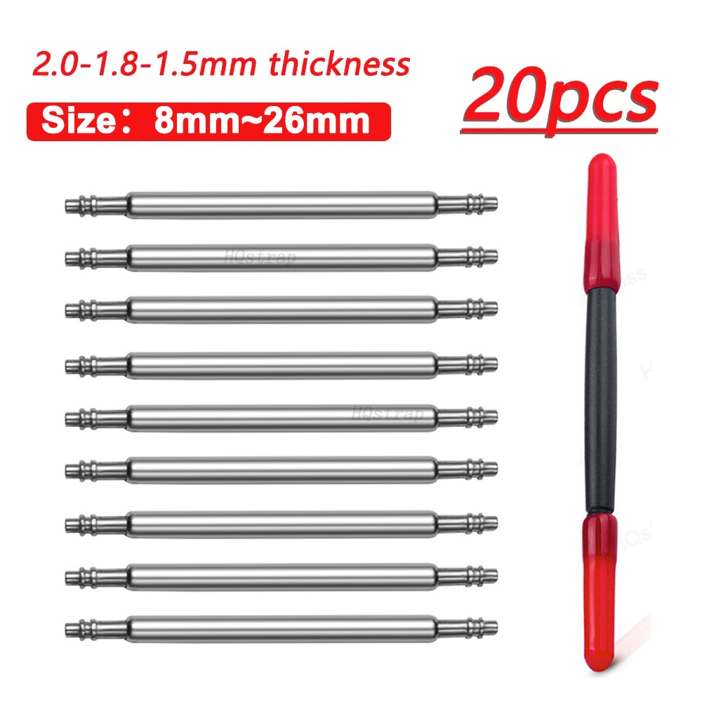 หมุดสปริง สเตนเลส 22 มม. 20 มม. 18 มม. 16 มม. 1.5 มม. 1.8 มม. 2.0 มม. 8 มม. 10 มม. 12 14 17 19 21 23 24 25 26 มม. อุปกรณ์เสริม สําหรับซ่อมแซมสายนาฬิกาข้อมือ 20 ชิ้น