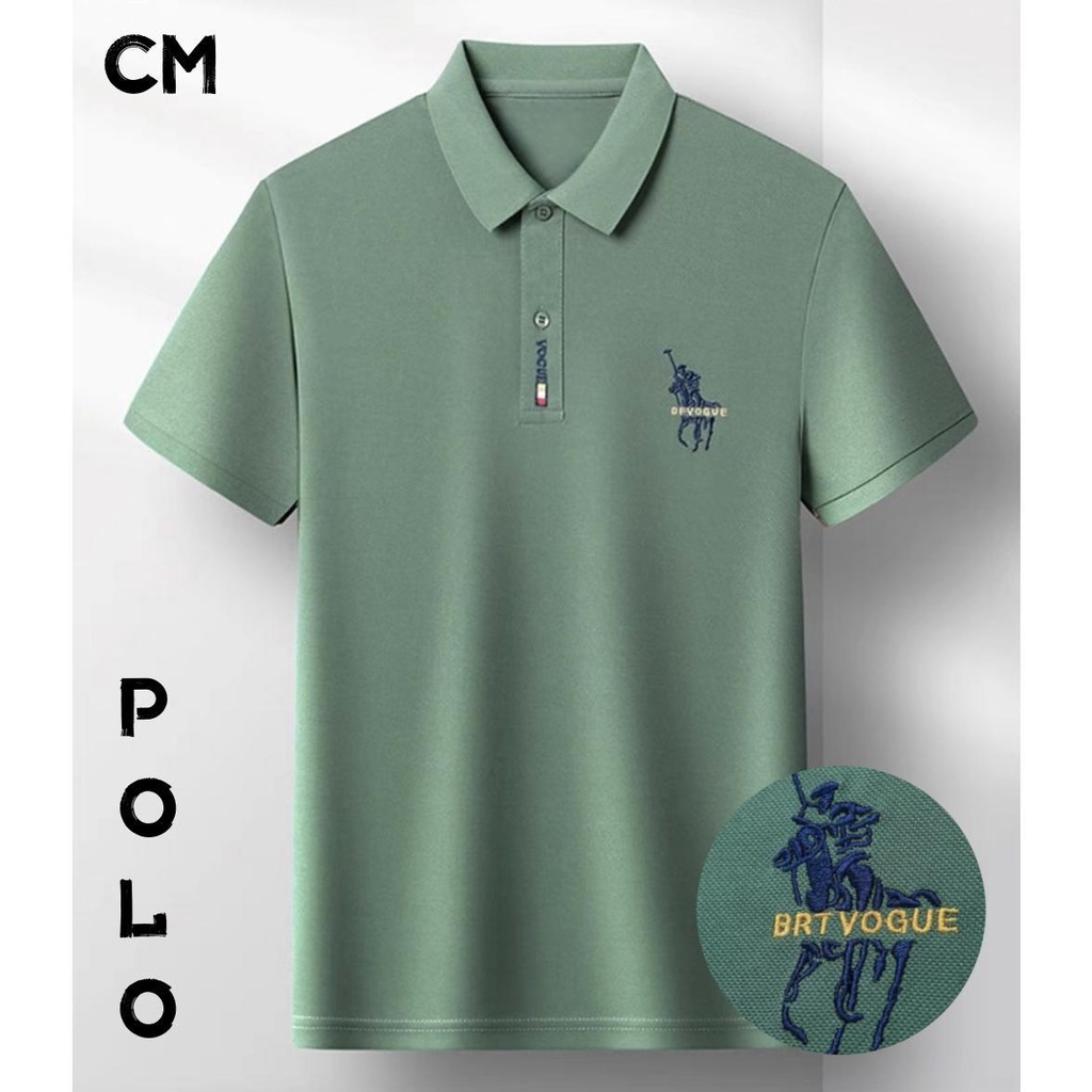 CLIFF การเย็บปักถักร้อย เสื้อโปโล ห้าสี คนงานคุณภาพสูง ผ้านุ่มและสะดวกสบาย