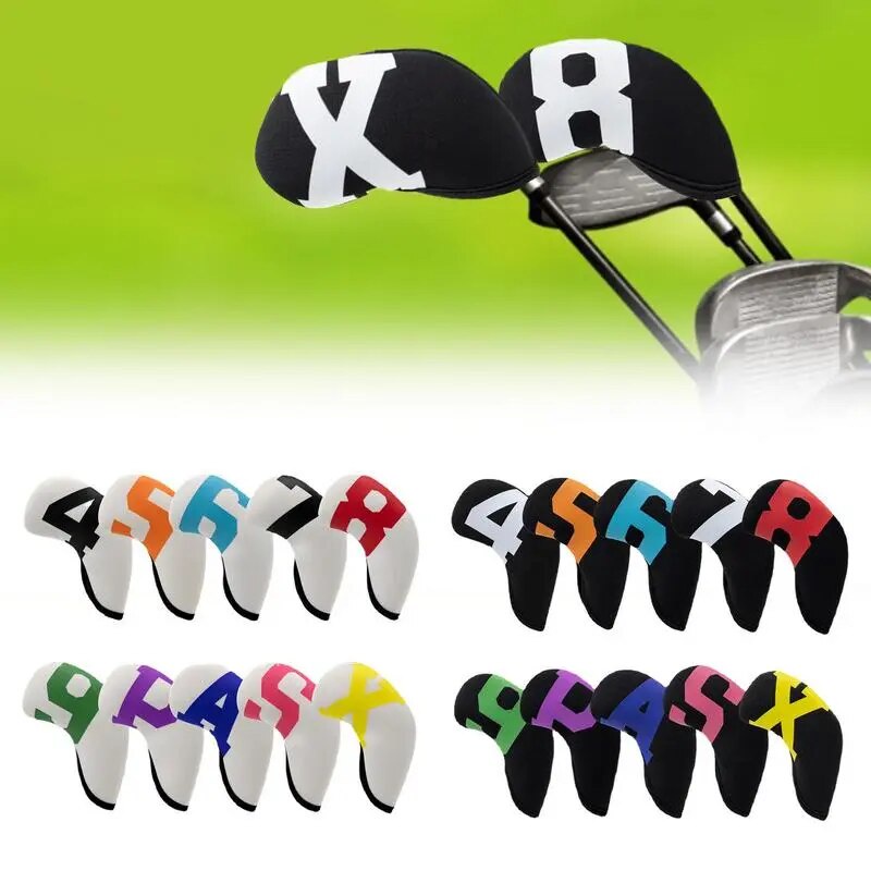 10pcs Golf Iron Head Cover Golf Club Head Protective Covers 4 5 6 7 8 9 P A S X Golf Club Iron Headc