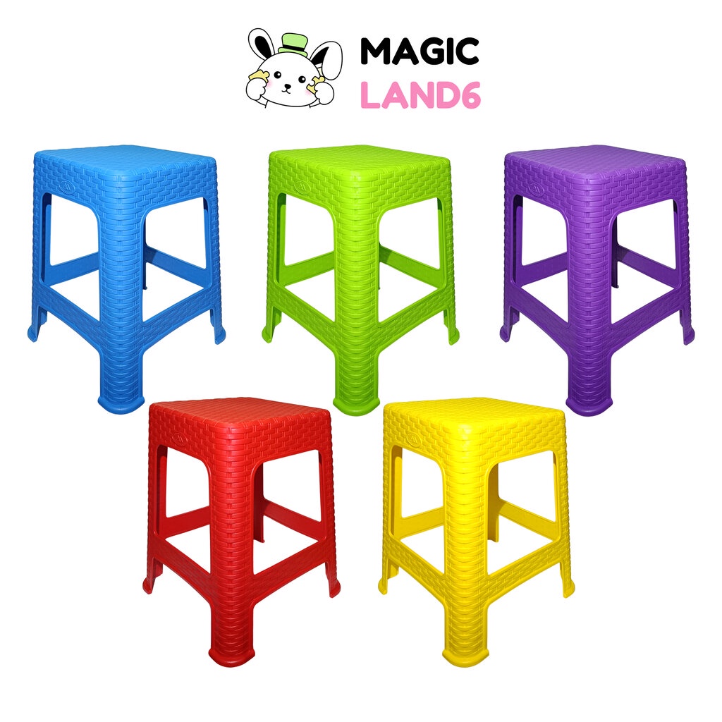 Chair Bamboo Colorful เก้าอี้แบมบู เก้าอี้พลาสติกสำหรับนั่งทานข้าว สีสันสดใส ขนาด 38x38x45 ซม. รับน้