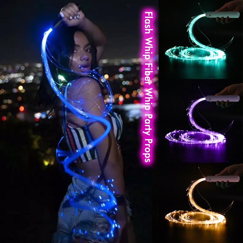 แส้ไฟเบอร์ออปติก LED 67 นิ้ว 360° ของเล่นไฟเทศกาล Pixel Rave Flow EDM P2T3 สว่างมาก