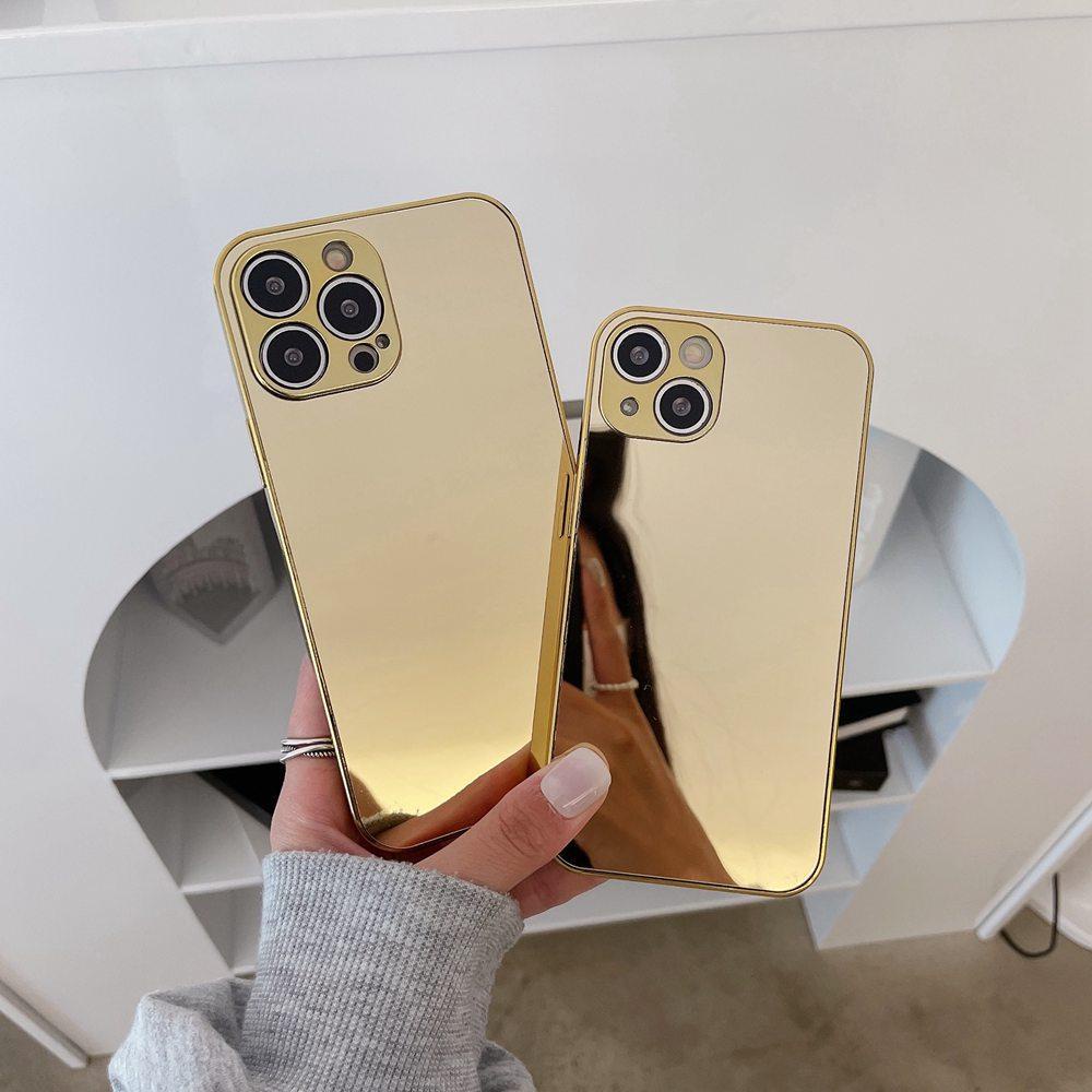 เคสโทรศัพท์มือถือแบบกระจก สีพื้น สําหรับ iPhone 7 8 X XS Max XR 11 12 13 14 15 Pro Max