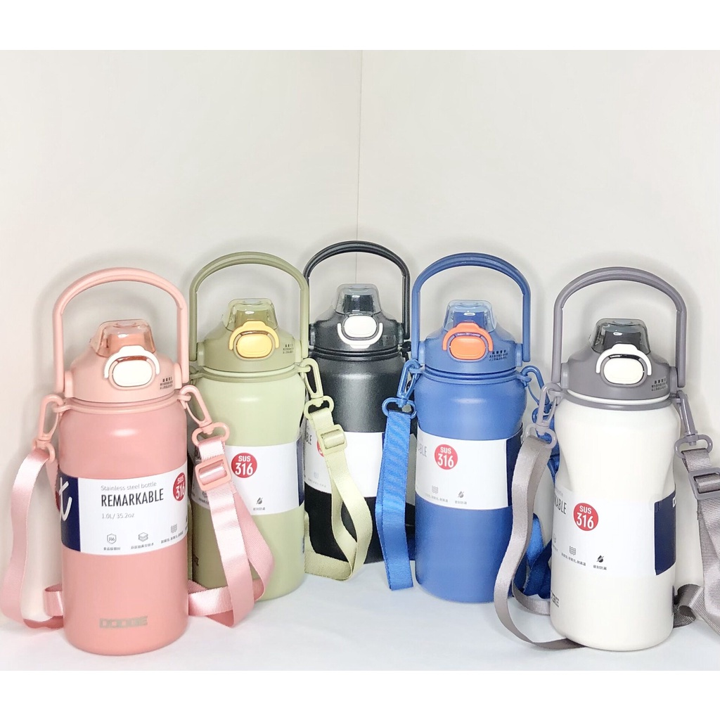 DODGE ขวดน้ำเก็บความเย็น 1000ml เก็บความเย็นได้นาน ขวดน้ำสแตนเลส sus316 ขวดน้ำเก็บอุณภูมิ