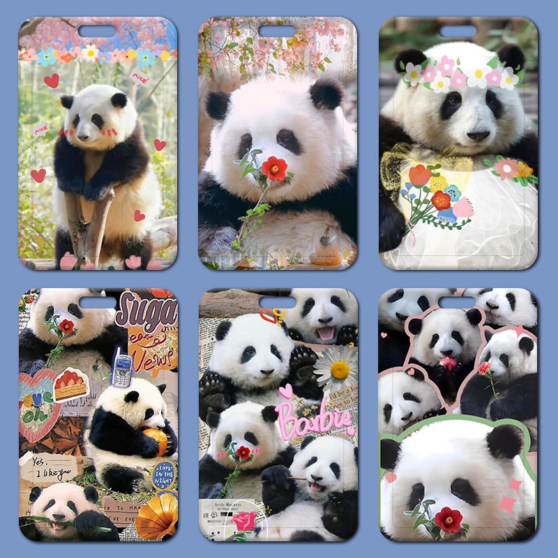 กระเป๋าใส่บัตรประจําตัวประชาชน ลายแพนด้า Huahua Fubao น่ารัก สําหรับนักเรียนหญิง