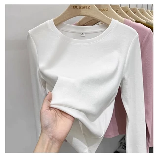 เสื้อยืด แขนยาว ทรงสลิมฟิต แฟชั่นฤดูใบไม้ร่วง สําหรับผู้หญิง