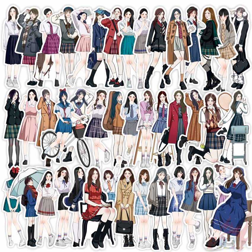 70Pcs/Set ❉ Preppy Style . Academy Uniform Girls Stickers ❉ DIY Fashion Decals Doodle Stickers