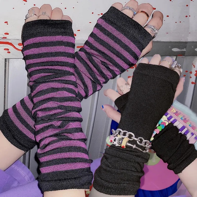 Y2k ถุงมือข้อศอกผู้หญิง คริสต์มาส ยาว ถัก ปลอกแขน ฤดูใบไม้ร่วง ฤดูหนาว แฟชั่น ผ้าฝ้าย ลายข้อศอก ถุงมือยาว ไร้นิ้ว