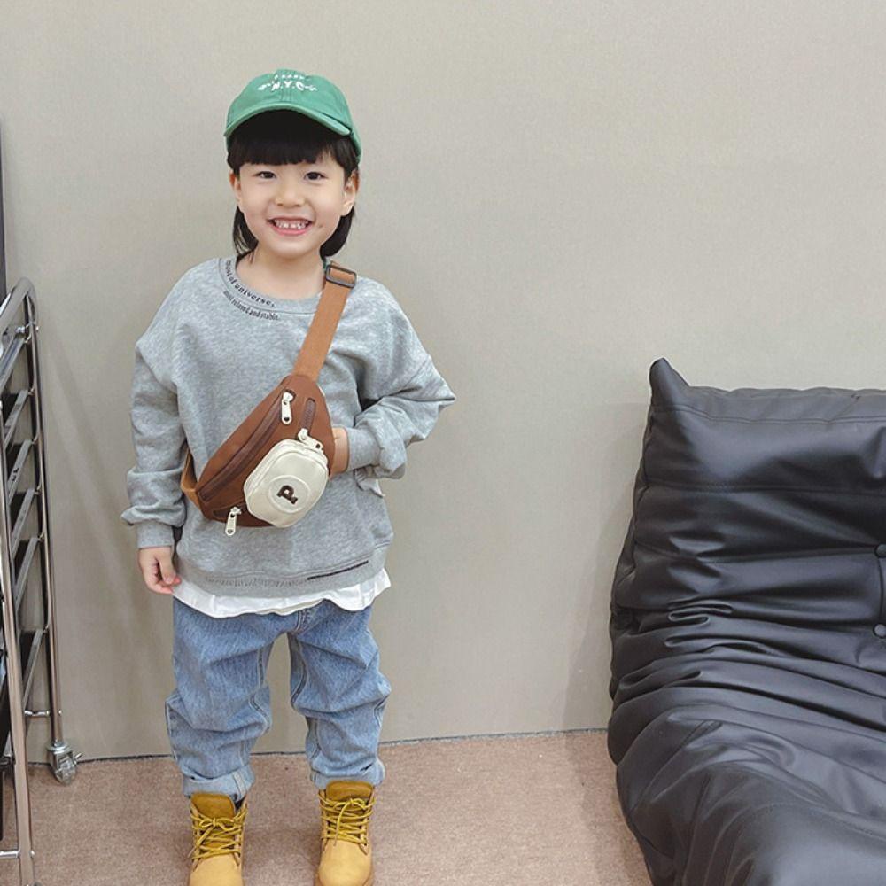 UUMIR  กระเป๋าเด็ก, กระเป๋าคาดหน้าอกหลายชั้นน้ําหนักเบา, กระเป๋า Messenger ความจุขนาดใหญ่ผ้าใบ