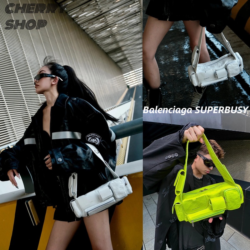 บาเลนเซียก้า Balenciaga SUPERBUSY plus small shoulder bag กระเป๋าถือสตรี/ แบรนด์ใหม่และเป็นของแท้