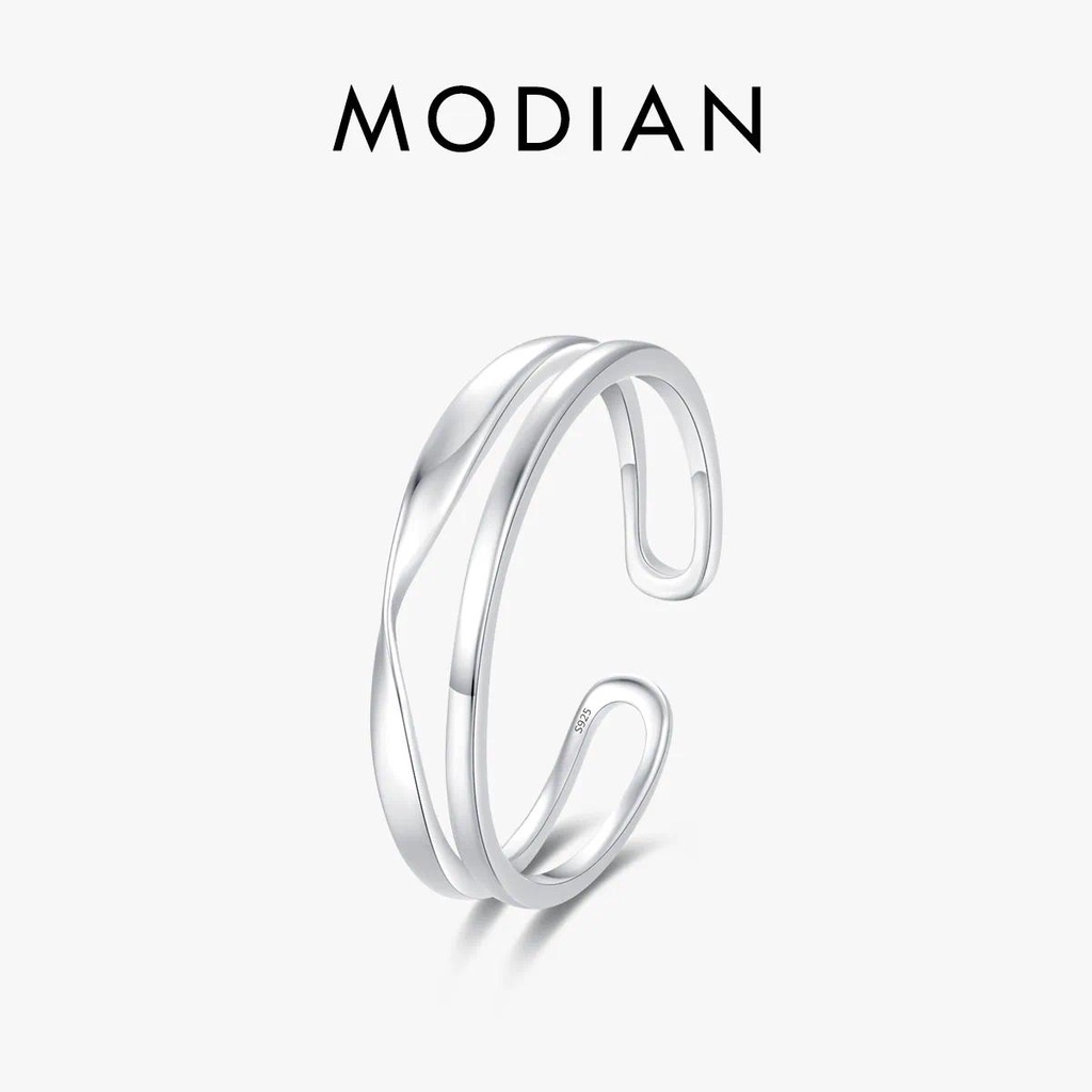 Modian แหวนเงินสเตอร์ลิง 925 ปรับขนาดได้ เรียบง่าย เครื่องประดับ สําหรับผู้หญิง ปาร์ตี้