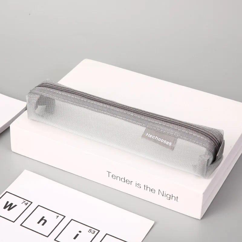 กระเป๋าเครื่องเขียน กระเป๋าดินสอ ผ้าไนล่อน ผ้าตาข่าย จุของได้เยอะ สีโปร่งใส สําหรับนักเรียนชาย และหญิง - รูปที่ 3