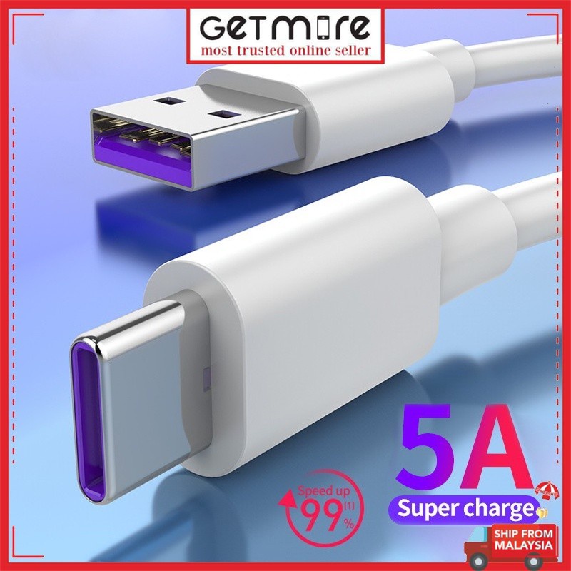 5A ประเภท C สายชาร์จเร็วสําหรับ Huawei 5A Fast CHARGING P40 P30 Mate 40 X2 Pro XIAO MI OPPO VIVO Fas