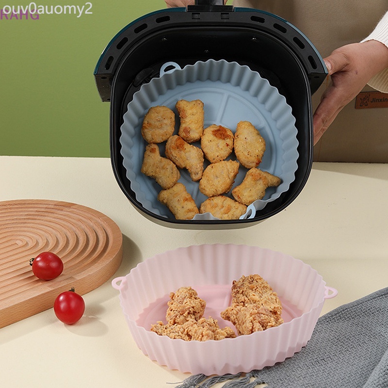 RAHG Silicone Air Fryers Oven Baking Tray Pizza Fried Chicken Airfryer Silicone Basket Reusable Air
