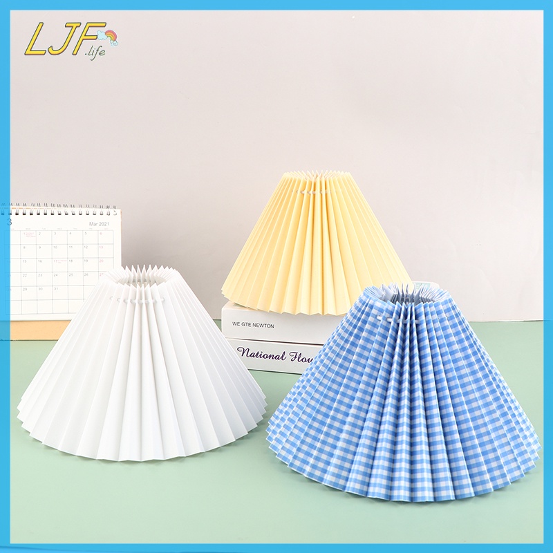 Ljf ฝาครอบโคมไฟตั้งโต๊ะ ผ้าพลีท พิมพ์ลาย ปรับได้ แบบเปลี่ยน
