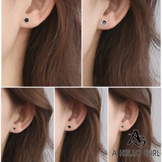 A HELLO GIRL เครื่องประดับ ต่างหู รูปหัวใจ ทรงเรขาคณิต สีดํา…