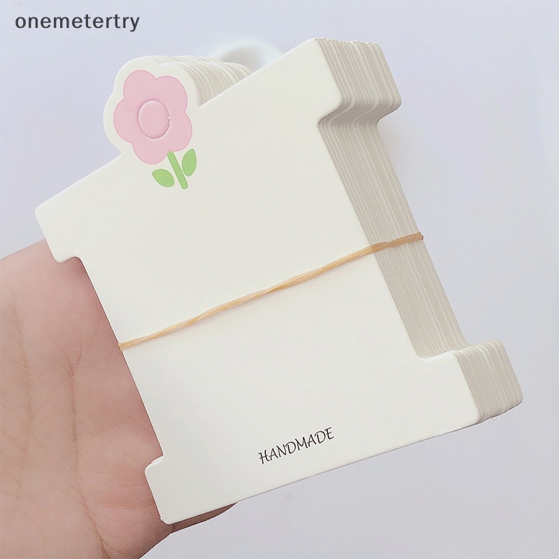 Onem ป้ายแท็กกระดาษแข็ง ลายดอกไม้ สีชมพู แฮนด์เมด DIY สําหรับแขวนกิ๊บติดผม เครื่องประดับ กิ๊บติดผม 50 ชิ้น