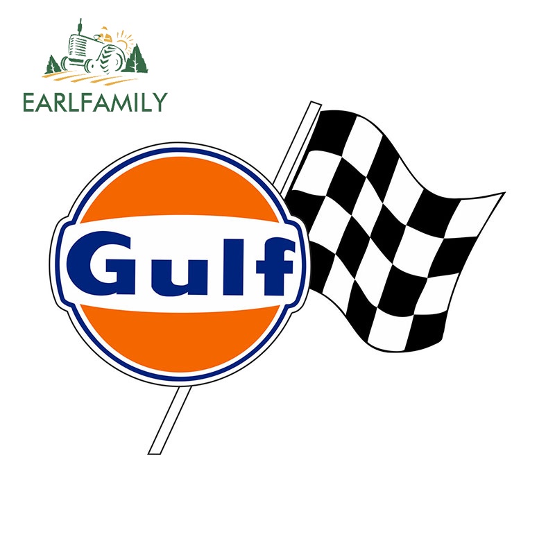 Earlfamily สติกเกอร์โลโก้ Gulf Oil Rally กันน้ํา 13 ซม. สําหรับติดตกแต่งประตูรถยนต์ รถจักรยานยนต์ หมวกกันน็อค