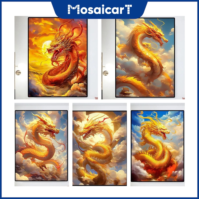 Ma ชุดงานปักครอสติชเม็ดบีด ทรงเพชร ลาย the year of the dragon 5d ขนาด 30x40 ซม. 40x50 ซม. 50x60 ซม. สําหรับตกแต่งบ้าน ห้องนั่งเล่น