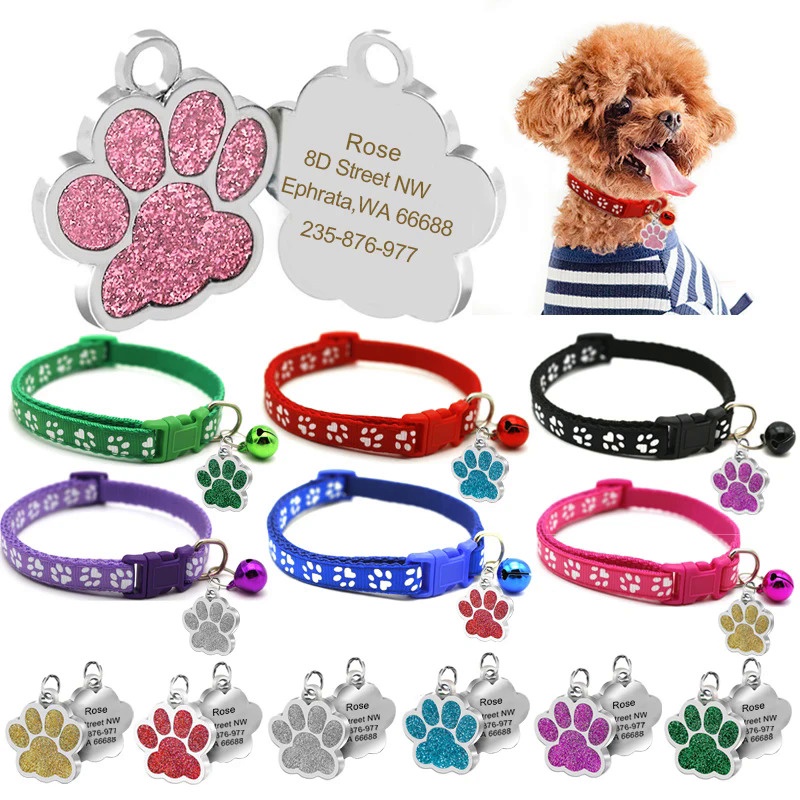 Dog Collar For Dog Custom Tag With Bells Address Tags Dogs Leash Cat Badge Sheet Pet Identification 
