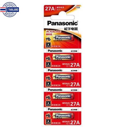 ถ่าน Panasonic อัลคาไลน์ 27A 12V แพค5ก้อน ของใหม่ genuine เทียเอร์คือ A27, MN27, L828, L828F เหมาะกั