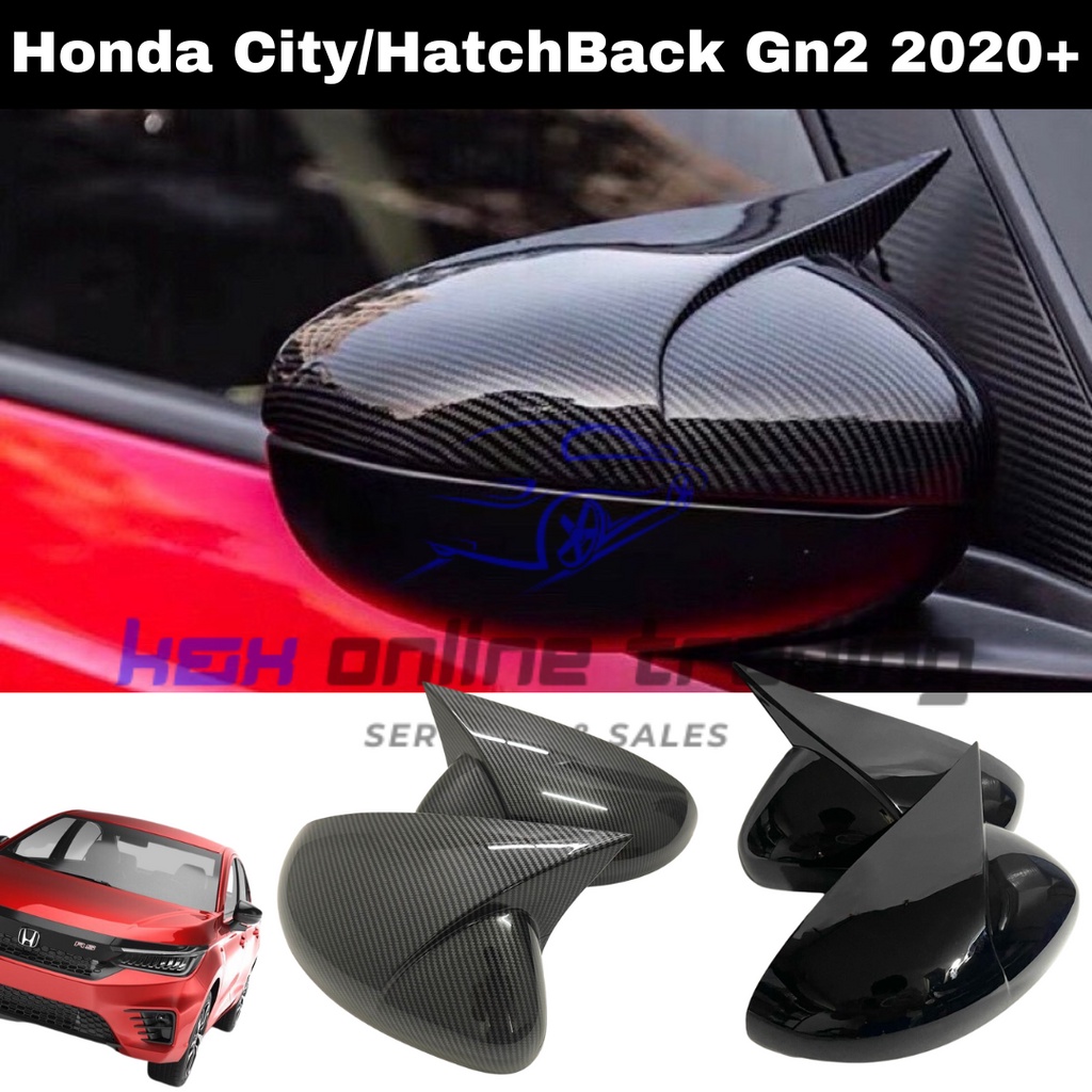 Honda City Gn2 2020-2026 สีดําเงา/คาร์บอนไฟเบอร์ Trim M4 ประเภทฝาครอบป้องกันกระจกมองข้าง