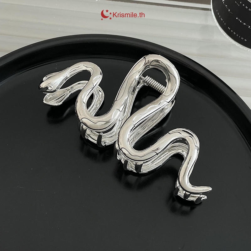 COD-ในไทย คลื่นโลหะ Gripper คลิปปลาฉลามยักษ์ Niche ง่าย Headwear งูคลิปผมสำหรับผู้หญิง-Krismile