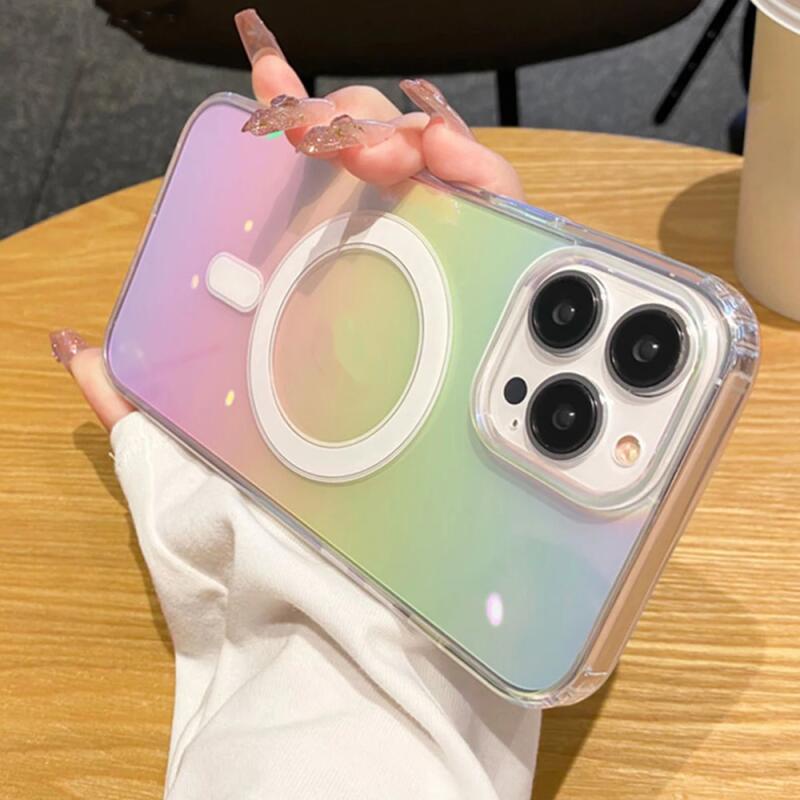 เคสโทรศัพท์มือถืออะคริลิคแข็ง กันกระแทก แบบแม่เหล็ก หลากสี สําหรับ iPhone 15 14 12 13 11 Pro Max 15 14 Plus