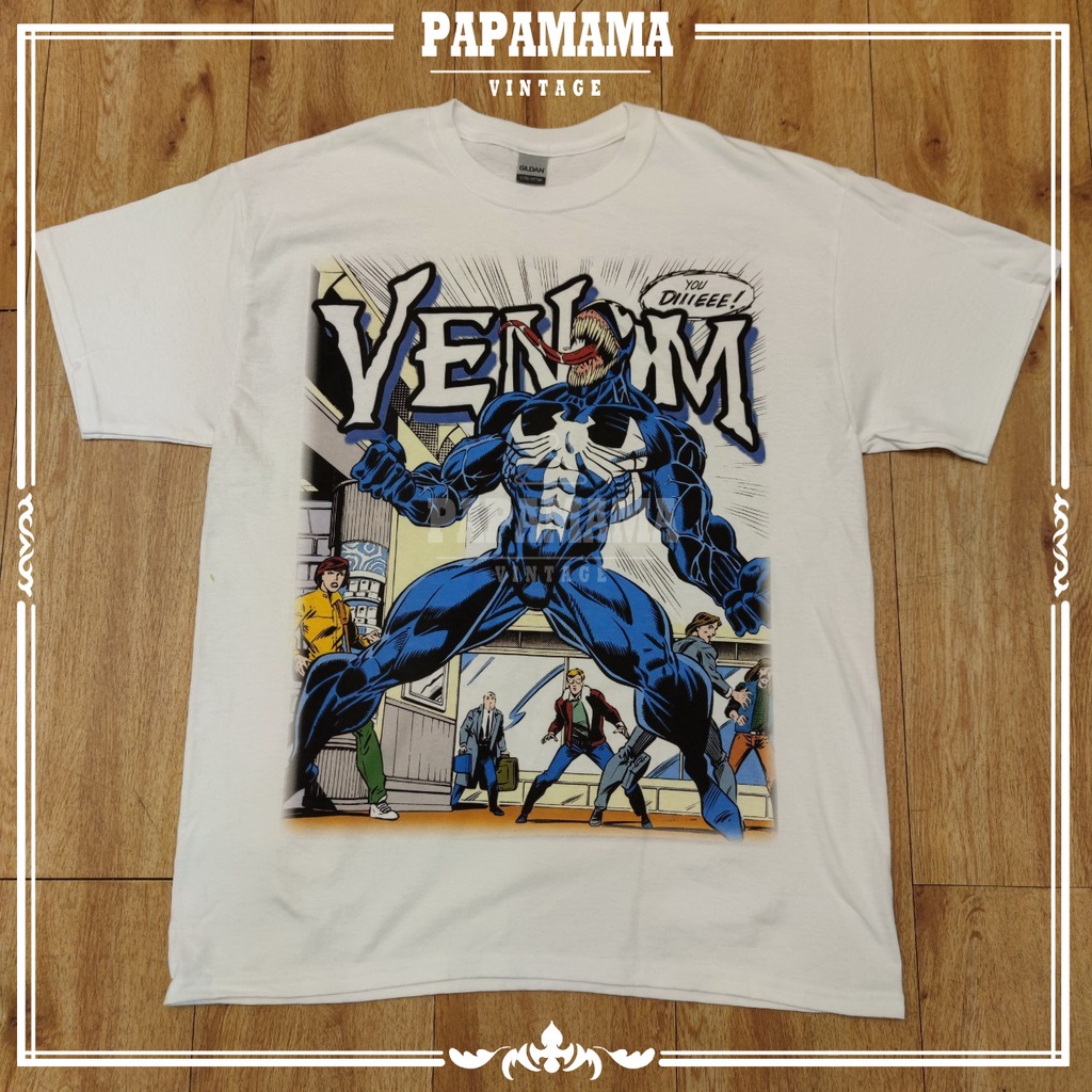 เสื้อยืด ผ้าไมโครไฟเบอร์ พิมพ์ลายการ์ตูน Venom Mavel Comic Style Dtg Tag Gildan สําหรับกลางแจ้ง