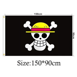 ธงวันพีช ธงลูฟี่ ธงโจรสลัด ธงหัวกะโหลก ขนาด One Piece ขนาด 90x150 ซม.