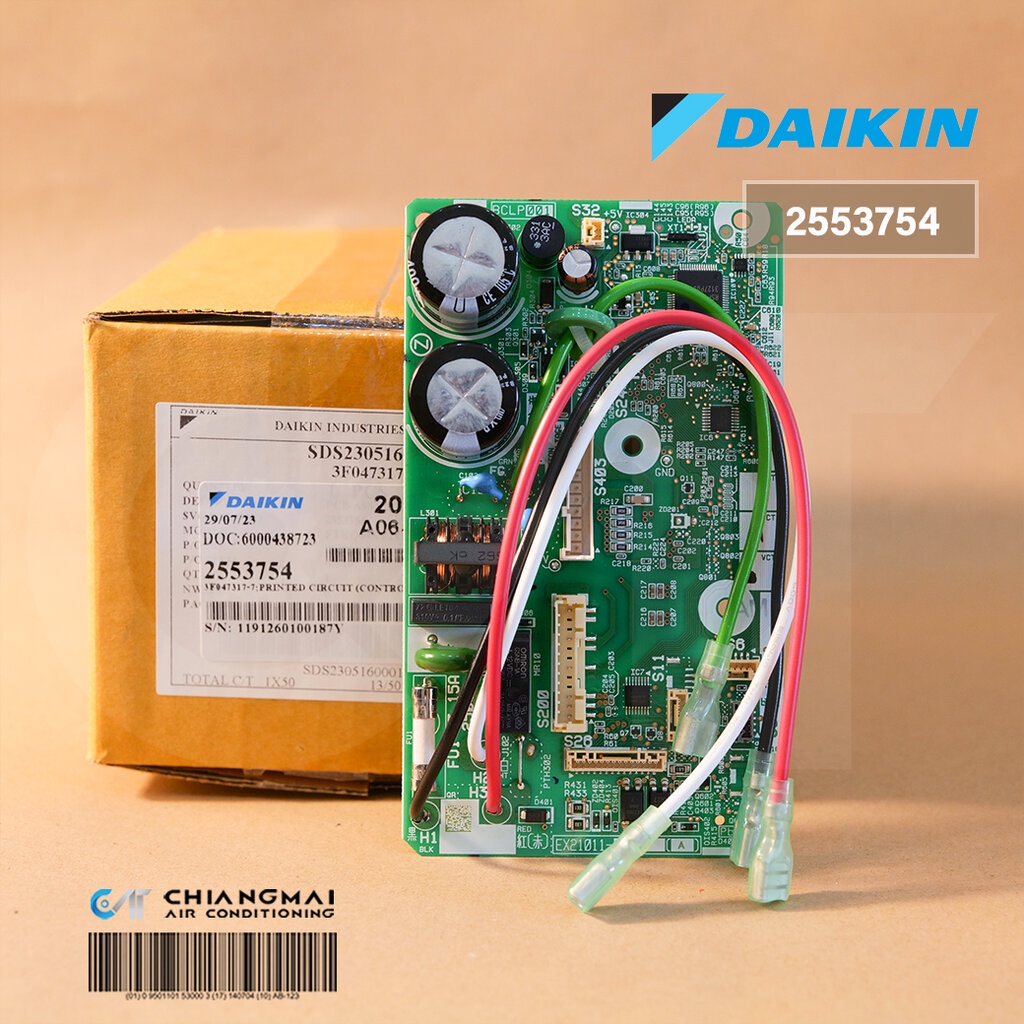 2553754 แผงวงจรแอร์ Daikin แผงบอร์ดแอร์ไดกิ้น บอร์ดคอยล์เย็น รุ่น FTKQ12XV2S, FTKQ12YV2S อะไหล่แอร์ 