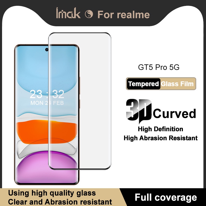 ฟิล์มกระจกนิรภัยกันรอยหน้าจอ 3D แบบเต็มจอ สําหรับ Realme GT5 Pro 5G