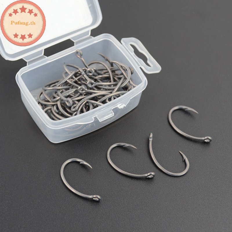 PUFANG Hirisi 50 ชิ้นตะขอชนิดบรรจุกล่อง Barbed Multi-Type Hooks ปลาคาร์พตะขอตกปลา TH