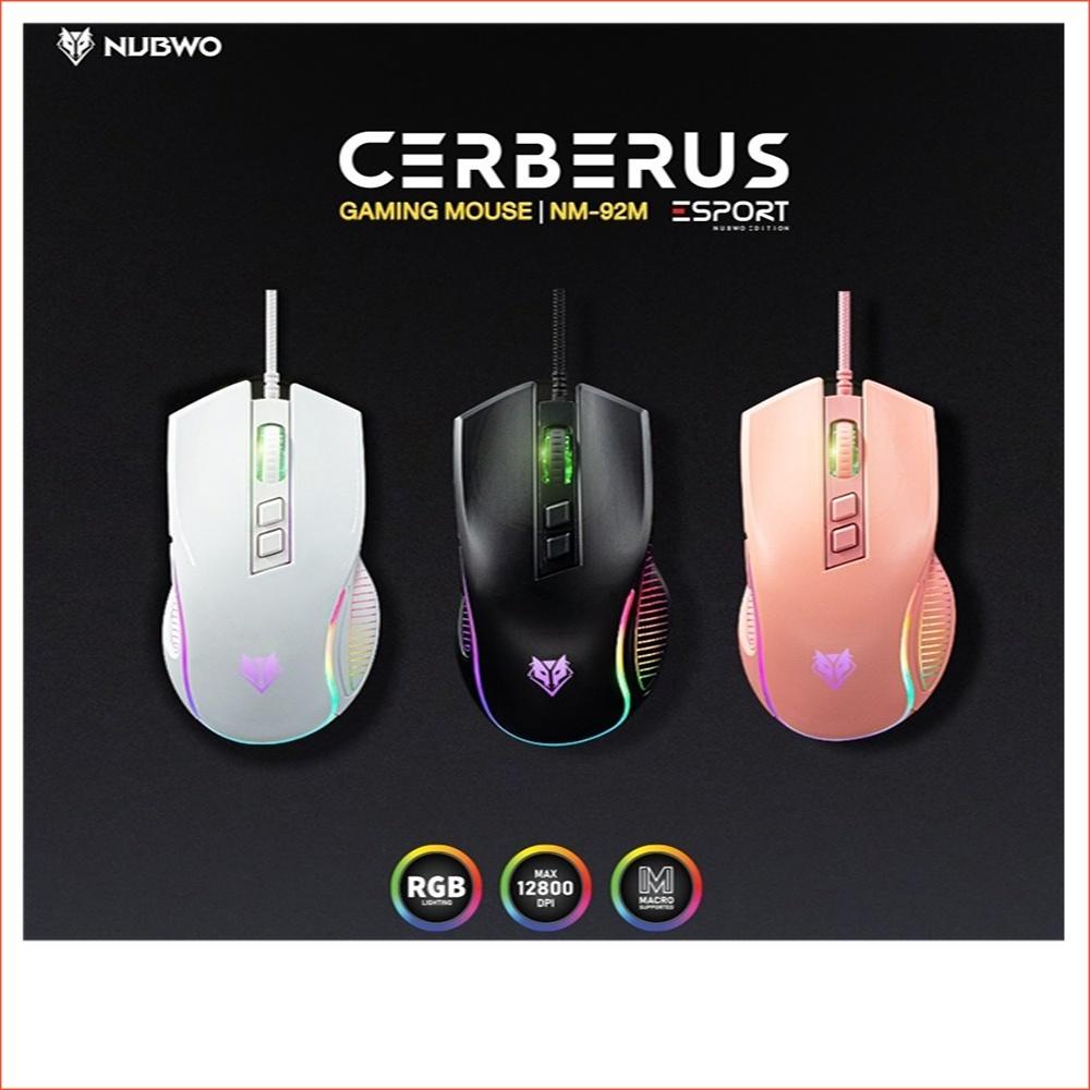 NUBWO NM-92M Gaming Mouse เม้าส์เกมมิ่ง รุ่น HEXAGON มี3สี Black/White/Pink