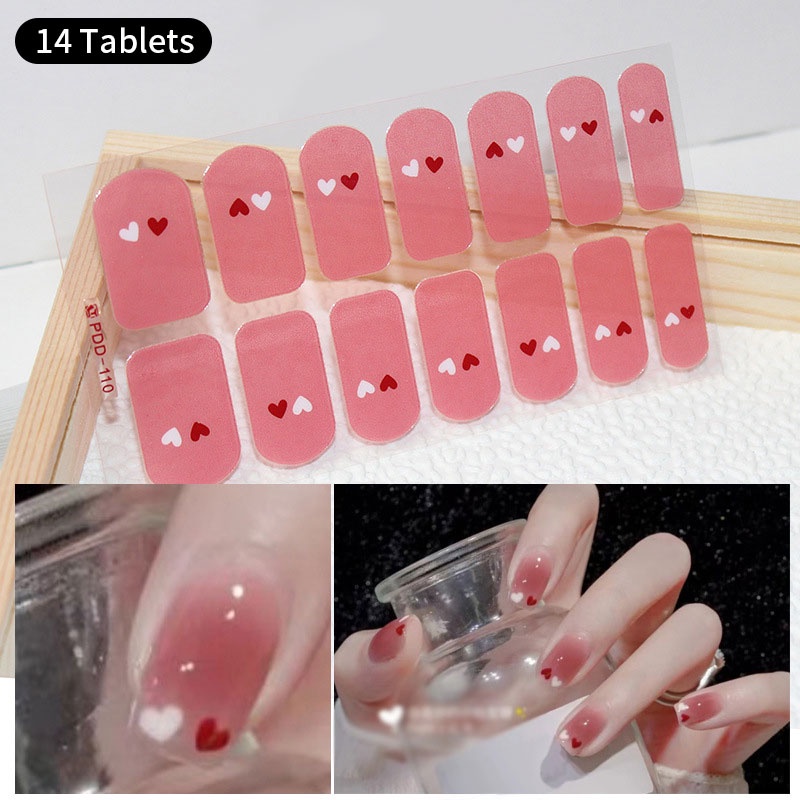 สติกเกอร์ติดเล็บ ลายดอกไม้ ไล่โทนสี 14 ปลาย DIY