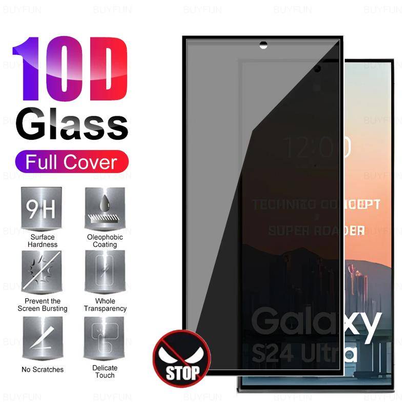 SamsungS24 S24Plus S24Ultra GalaxyS24 S24 + S24P S24U 2 ชิ้น 10D Anti Spy ความเป็นส่วนตัวสีดําขอบฟิล