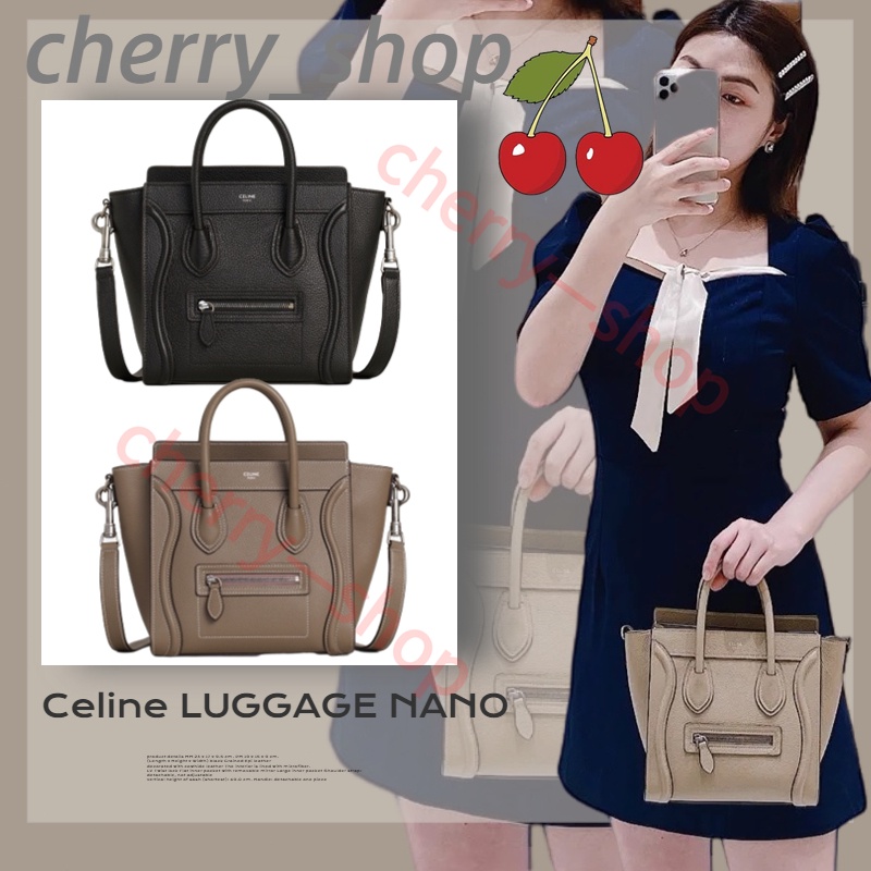 ซีลีน Celine LUGGAGE NANO bag in calf leatherกระเป๋าถือ/ผู้หญิง/สีดำ
