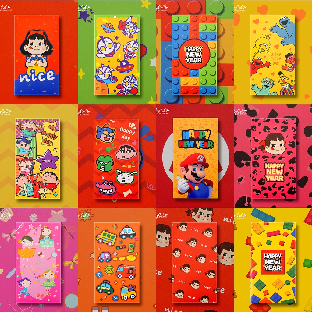 2025 ปีงูปีใหม่สร้างสรรค์การ์ตูนน่ารักเด็กการ์ตูนซองจดหมายสีแดงรูปแบบกระเบื้องรถซูเปอร์แมนอาคารบล็อกเจ้าหญิงหลี่ซือเฟิงสร้างสรรค์ที่ไม่ซ้ํากันซองจดหมายสีแดงขนาดใหญ่ปีใหม่ซองจดหมายสีแดงงานเลี้ยงวันเกิดซองสี