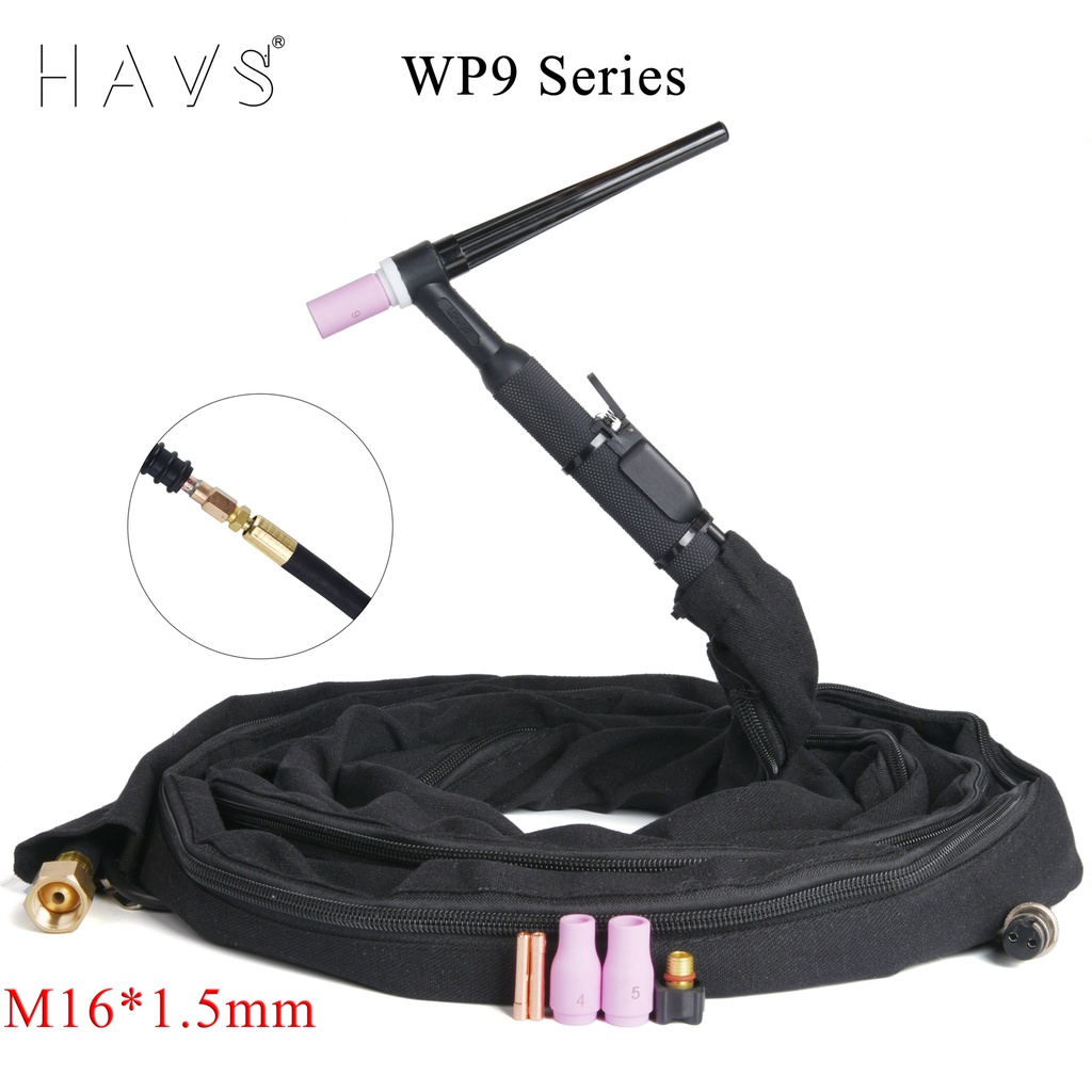 4M/13Ft WP9 WP9F WP9FV ไฟฉายเชื่อม TIG แก๊ส-ไฟฟ้าแบบบูรณาการสายยางสาย w/ M16*1.5 มม.ขั้วต่อแก๊ส