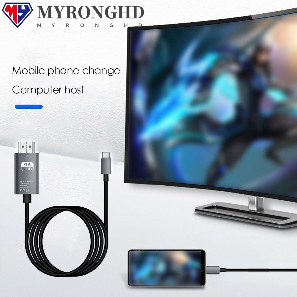 Myronghd Type-C to HDMI USB 3.1 1080P หน้าจอโปรเจคเตอร์ 4K HD สายเคเบิ้ล
