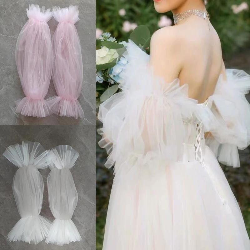 ถุงมือแต่งงาน แขนปุย ถอดออกได้ หรูหรา สําหรับเจ้าสาว