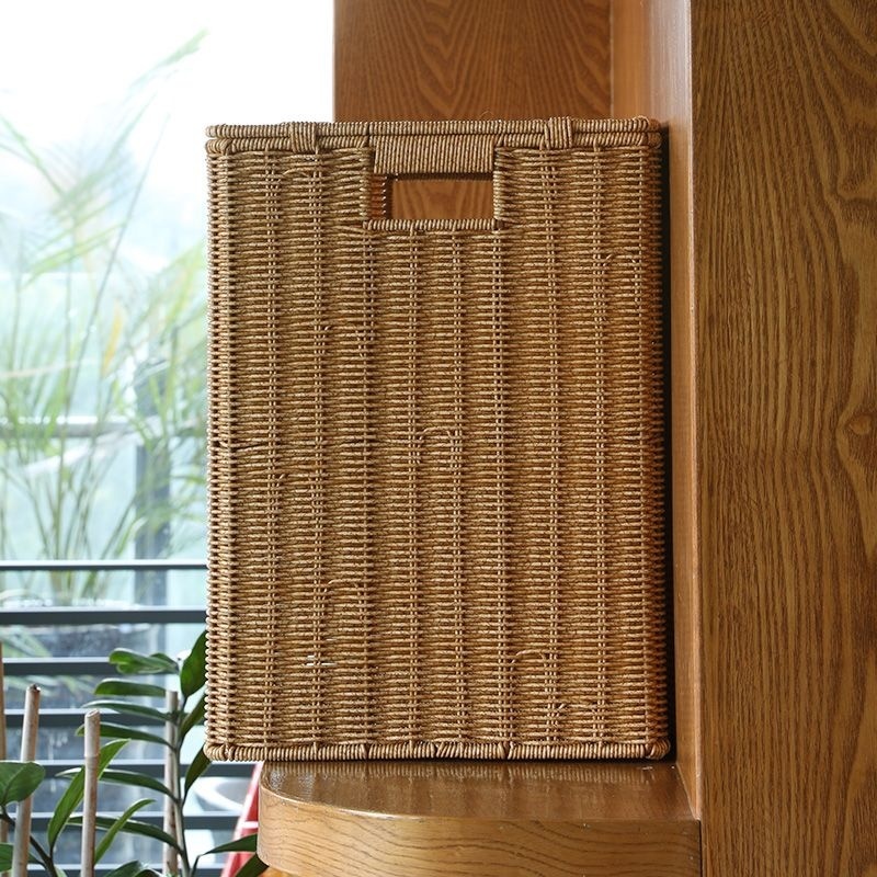 ตะกร้าหวายเทียม ขนาดใหญ่ จุของได้เยอะ ของใช้ในครัวเรือน สําหรับใส่เสื้อผ้า ผ้าห่ม ห้องนอน - รูปที่ 3