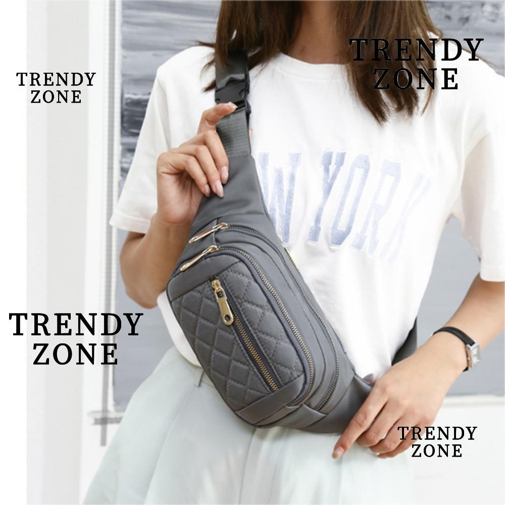 Trendyzone กระเป๋าคาดอกลําลอง กระเป๋าคาดเอว กันน้ํา ลายตารางหมากรุก แฟชั่น สําหรับกลางแจ้ง