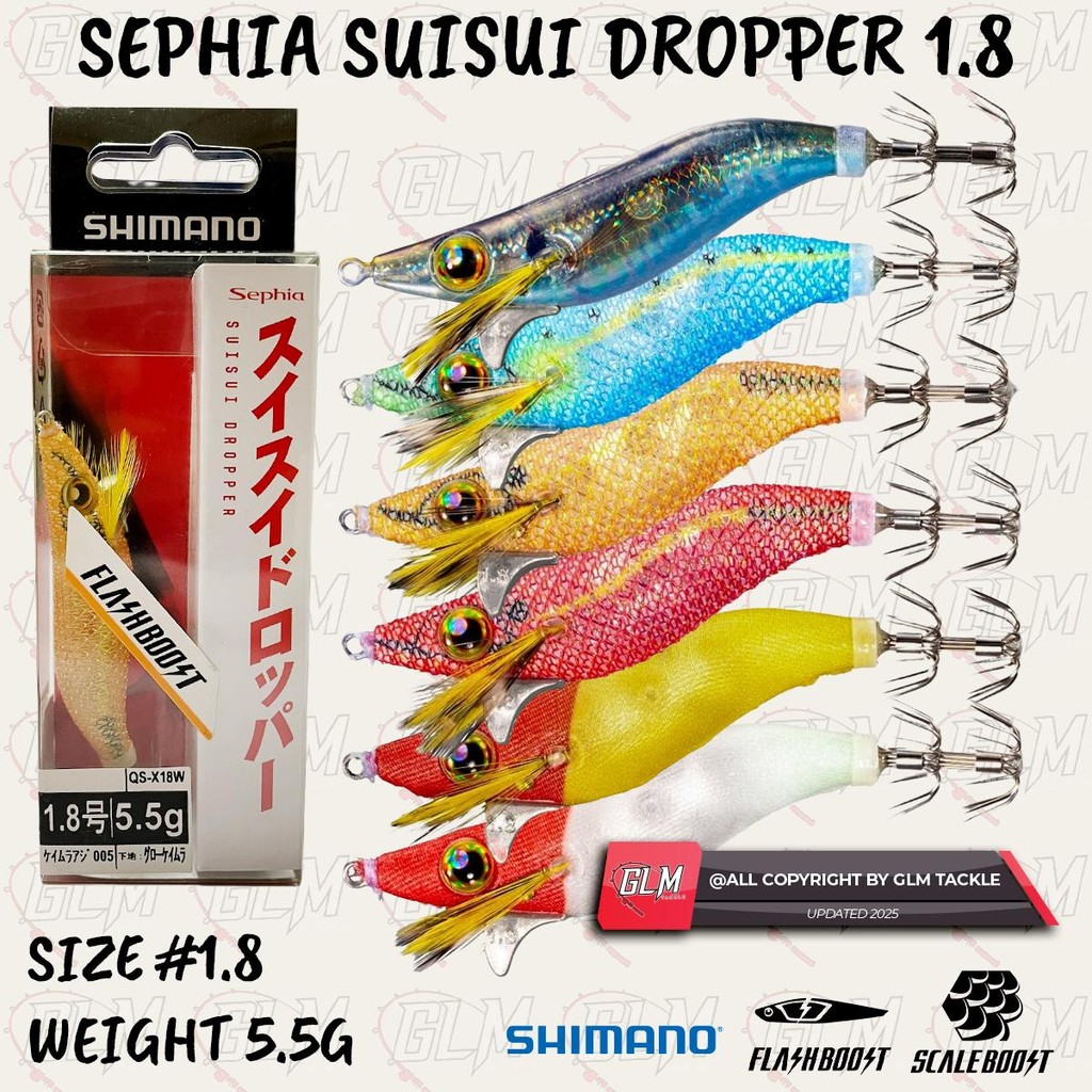 SHIMANO SEPHIA SUISSUI DROPPER FLASHBOOST 1.8 5.5G SQUID JIG CANDAT SOTONG QS-X182