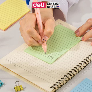 กระดาษโน๊ตกาว Deli กระดาษโน๊ตมีกาว มีกาว เครื่องเขียน อุปกรณ์การเรียน ขนาด 3x4 นิ้ว มีเส้น 100 แผ่น