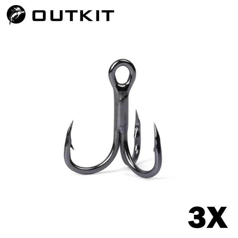 Outkit 10 ชิ้น 3x BLOOD SLOT Strong Super Sharp รอบ Treble Hook Antirust เหล็กคาร์บอนสูง 10-18 # Treble Hooks Fishing Tackle
