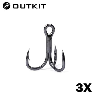 Outkit 10 ชิ้น 3x BLOOD SLOT Strong Super Sharp รอบ Treble Hook Antirust เหล็กคาร์บอนสูง 10-18 # Treble Hooks Fishing Tackle