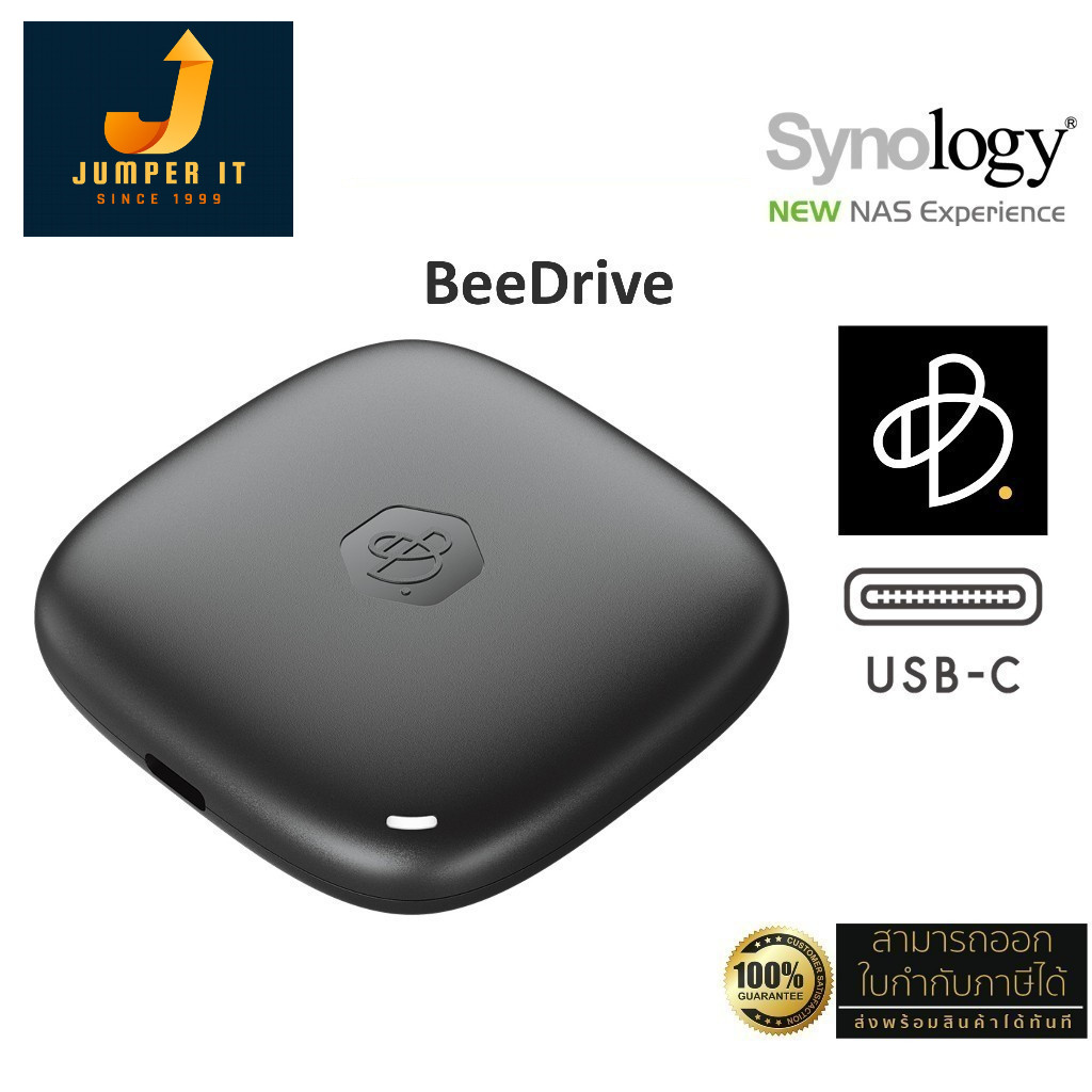Synology BeeDrive 1TB - 2TB Personal backup hub, Built-in SSD and USB 3.2 Gen 2 (10Gbps) Type-C ประก
