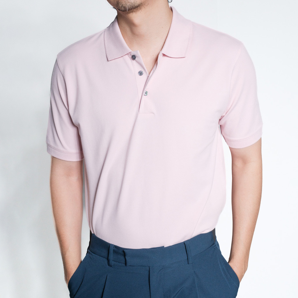 era-won เสื้อโปโลแขนสั้น ทรงสลิม Polo Shirt สี Light Pink